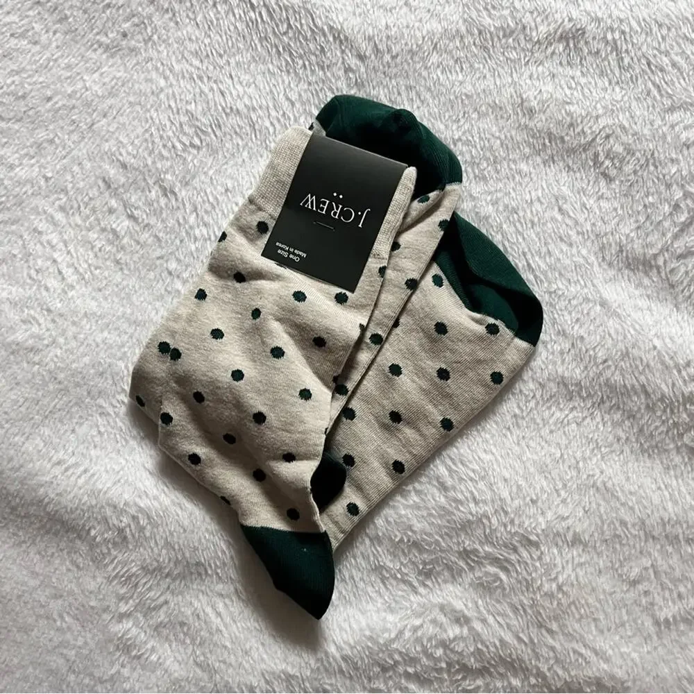 J.Crew Men’s Gray and Green Dot Socks NWT OS